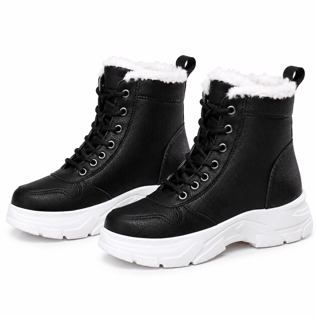 Damen Winter-Schnürstiefel mit Plüschfutter