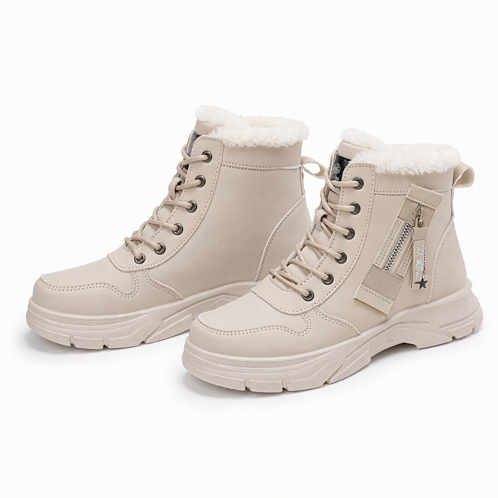 Damen Winter-Schnürstiefel mit Plüschfutter