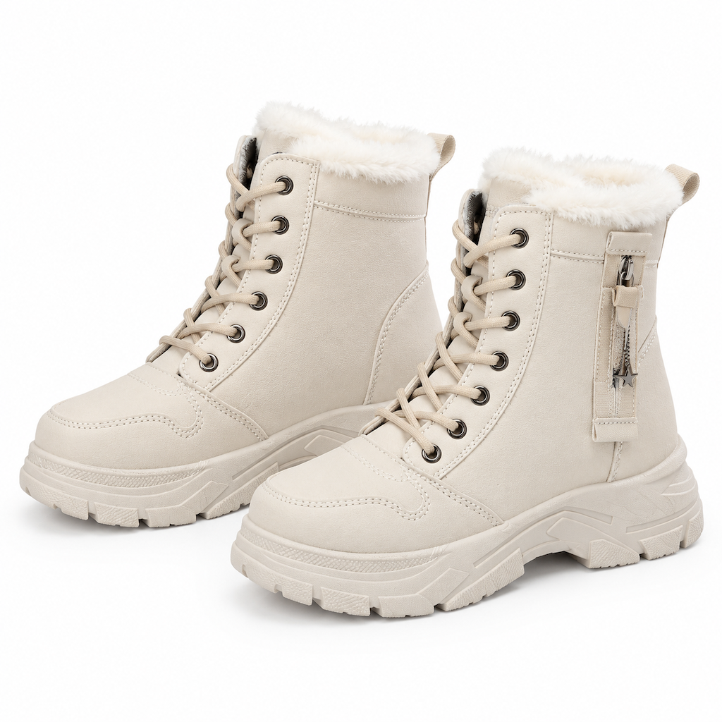 Damen Winter-Schnürstiefel mit Plüschfutter