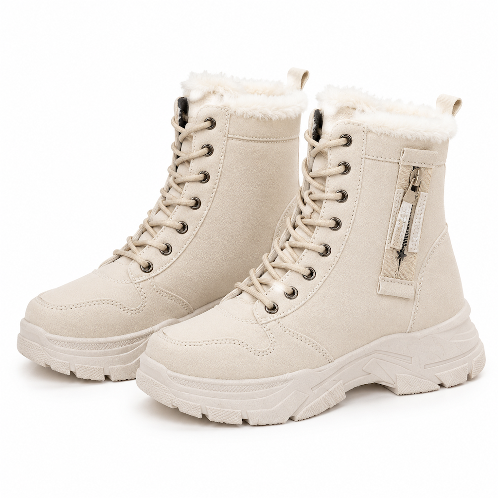 Damen Winter-Schnürstiefel mit Plüschfutter