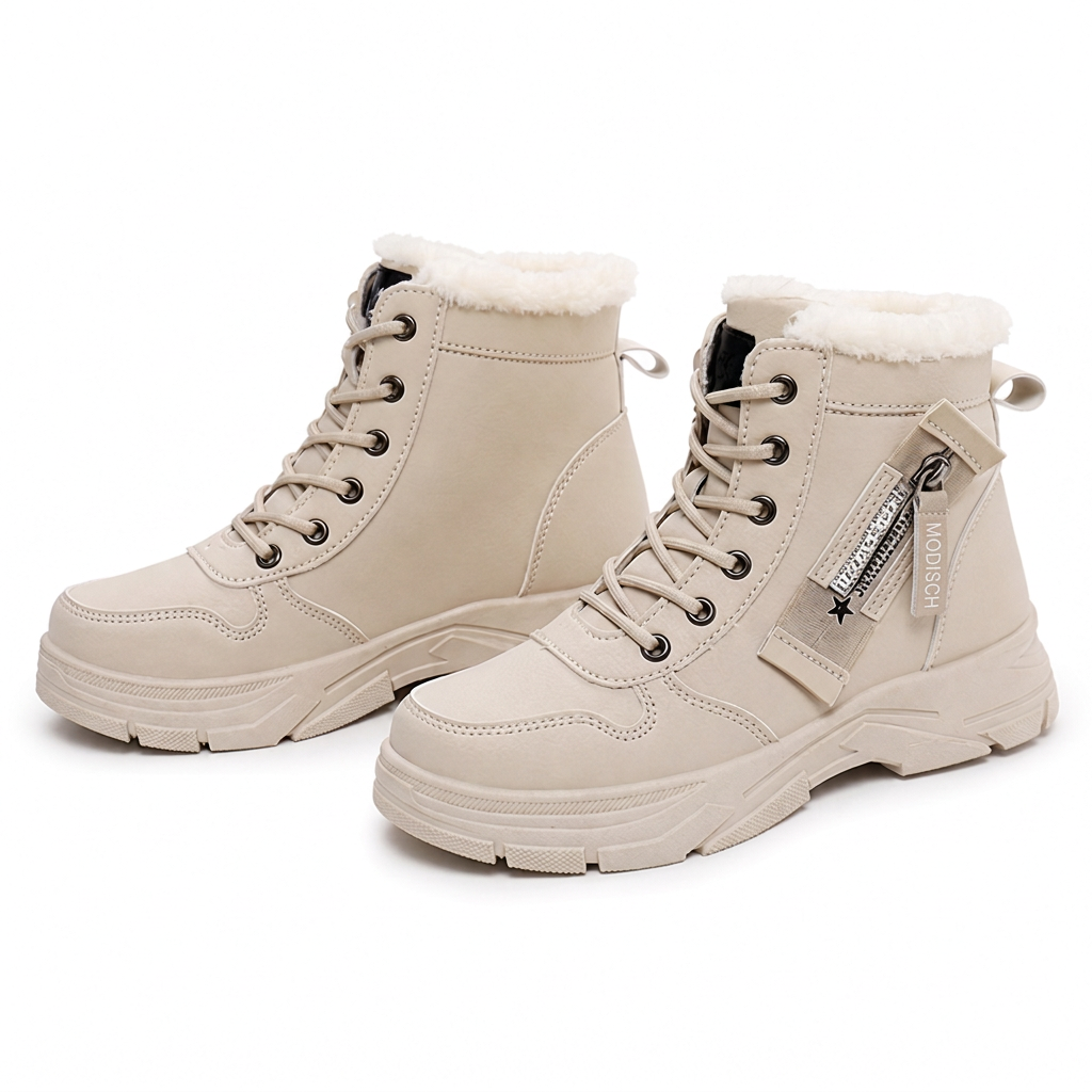 Damen Winter-Schnürstiefel mit Plüschfutter