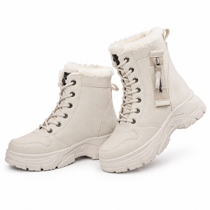 Damen Winter-Schnürstiefel mit Plüschfutter