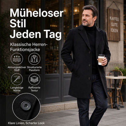 ❄️🧥 Klassischer mittellanger einreihiger Herrenmantel | Klassisch & schlank für Alltag & Business ✨