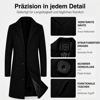 ❄️🧥 Klassischer mittellanger einreihiger Herrenmantel | Klassisch & schlank für Alltag & Business ✨