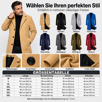 ❄️🧥 Klassischer mittellanger einreihiger Herrenmantel | Klassisch & schlank für Alltag & Business ✨