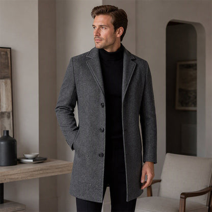 ❄️🧥 Klassischer mittellanger einreihiger Herrenmantel | Klassisch & schlank für Alltag & Business ✨