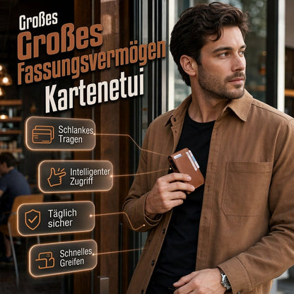 Herren Kartenetui mit Außenfächern aus Mikrofaser und PU