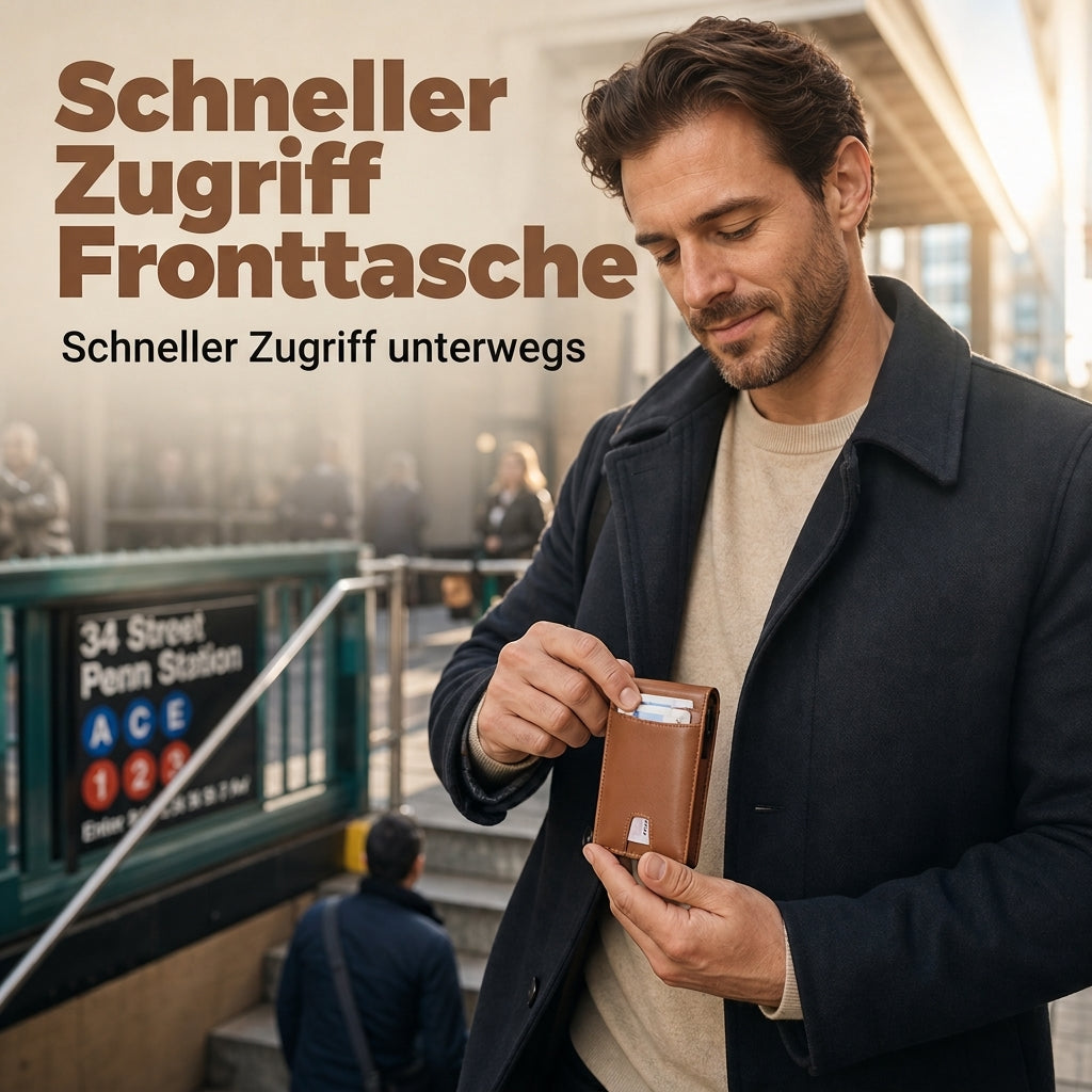 Herren Kartenetui mit Außenfächern aus Mikrofaser und PU