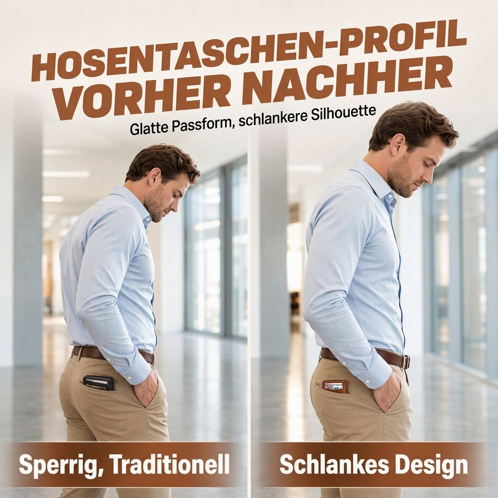 Herren Kartenetui mit Außenfächern aus Mikrofaser und PU