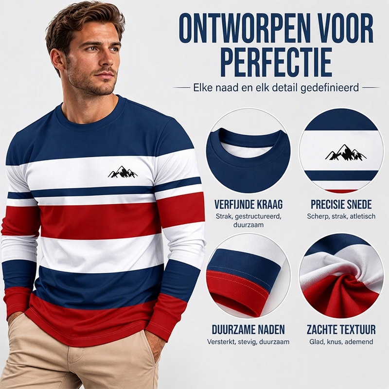 💥Jetzt im Trend!💥 Gestreept shirt met ronde hals en lange mouwen voor heren