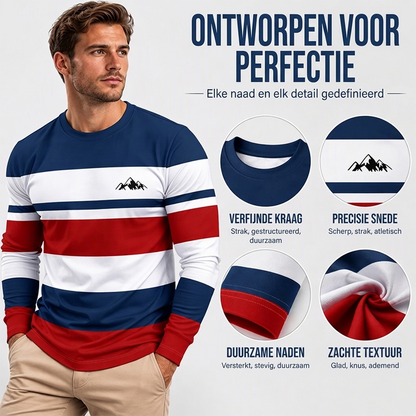 💥Jetzt im Trend!💥 Gestreept shirt met ronde hals en lange mouwen voor heren