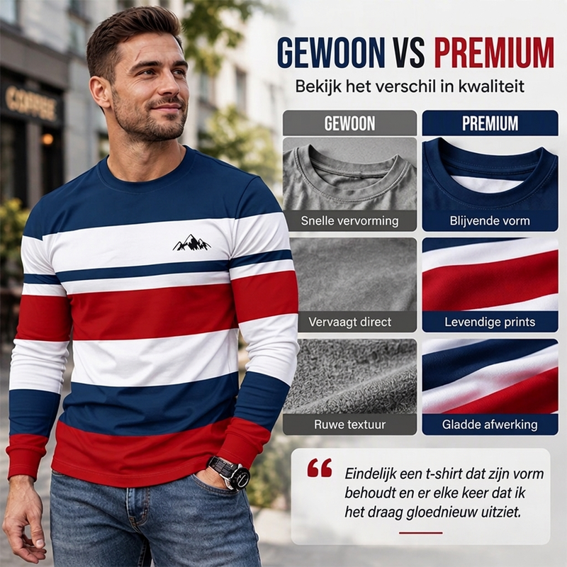 💥Jetzt im Trend!💥 Gestreept shirt met ronde hals en lange mouwen voor heren