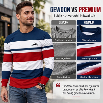 💥Jetzt im Trend!💥 Gestreept shirt met ronde hals en lange mouwen voor heren