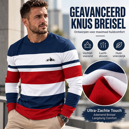 💥Jetzt im Trend!💥 Gestreept shirt met ronde hals en lange mouwen voor heren