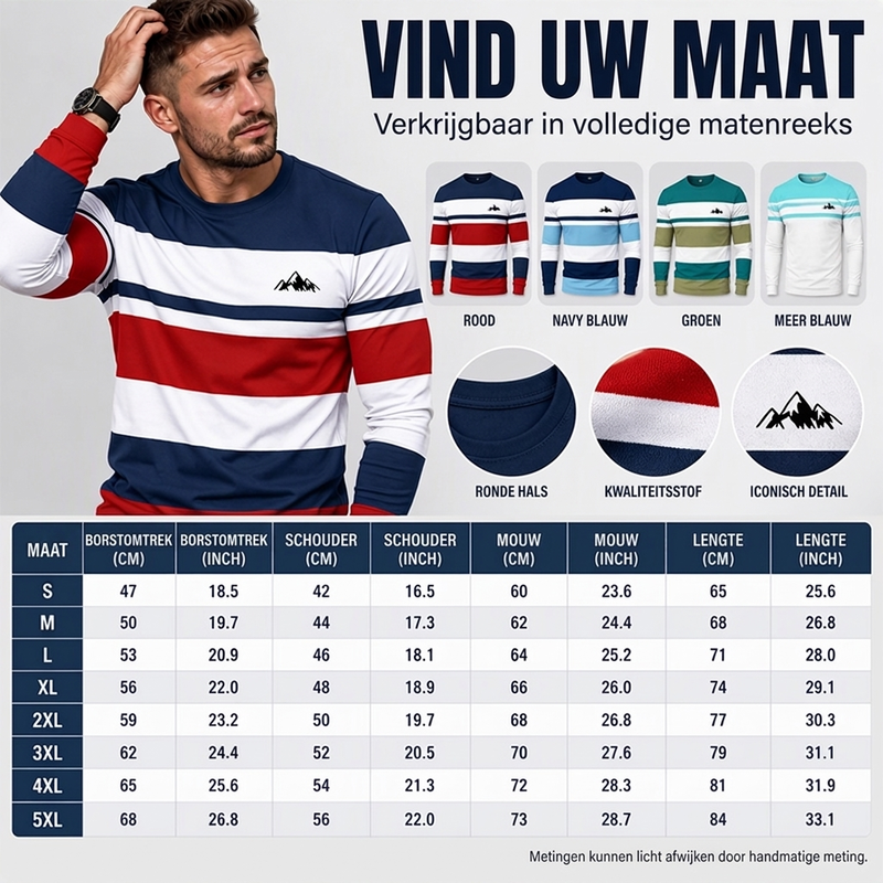 💥Jetzt im Trend!💥 Gestreept shirt met ronde hals en lange mouwen voor heren