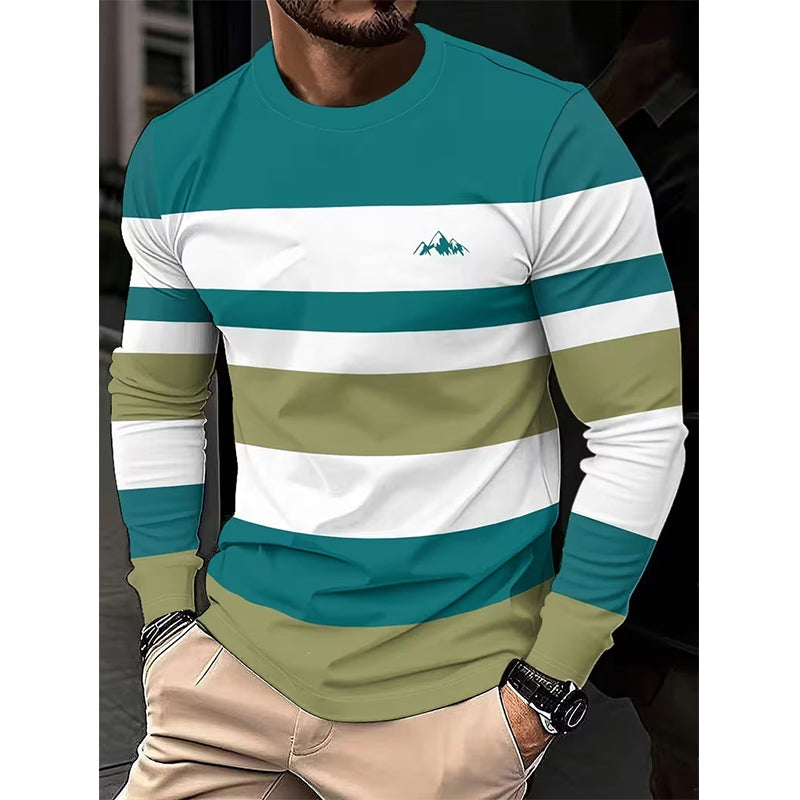💥Jetzt im Trend!💥 Gestreept shirt met ronde hals en lange mouwen voor heren
