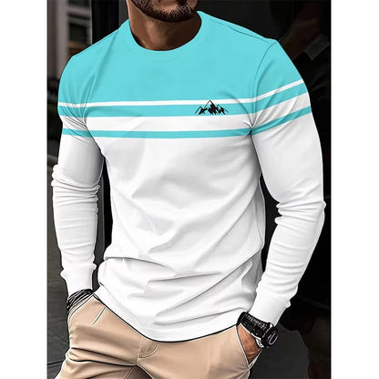 💥Jetzt im Trend!💥 Gestreept shirt met ronde hals en lange mouwen voor heren
