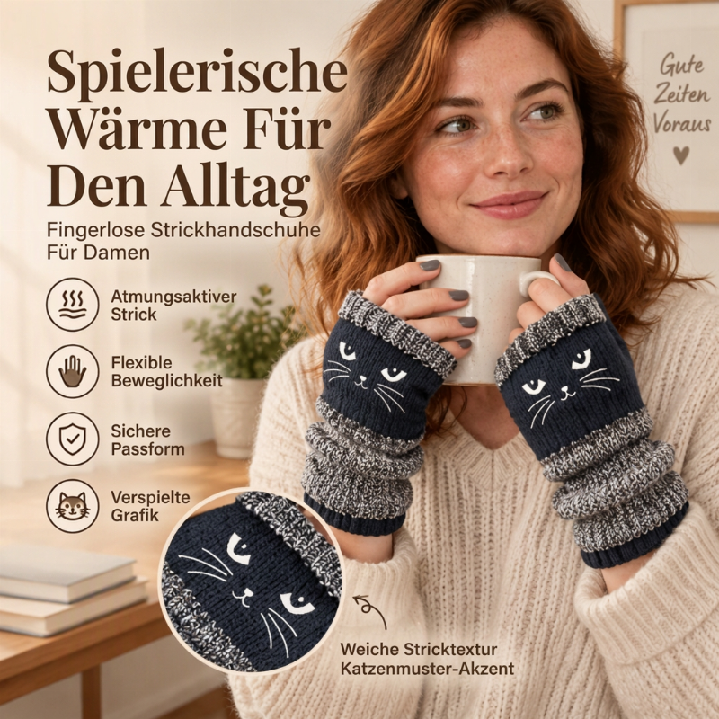 Fingerlose Strickhandschuhe mit langen Bündchen