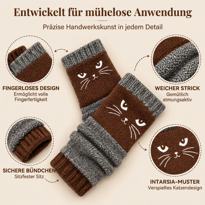Fingerlose Strickhandschuhe mit langen Bündchen