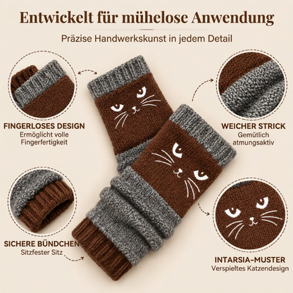 Fingerlose Strickhandschuhe mit langen Bündchen