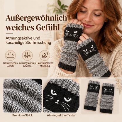 Fingerlose Strickhandschuhe mit langen Bündchen