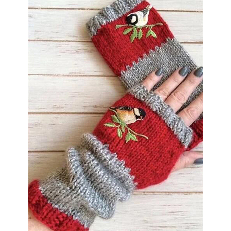 Fingerlose Strickhandschuhe mit langen Bündchen