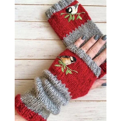 Fingerlose Strickhandschuhe mit langen Bündchen