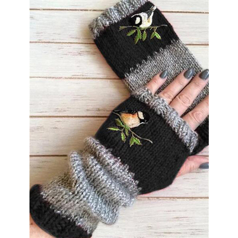Fingerlose Strickhandschuhe mit langen Bündchen