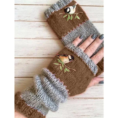 Fingerlose Strickhandschuhe mit langen Bündchen