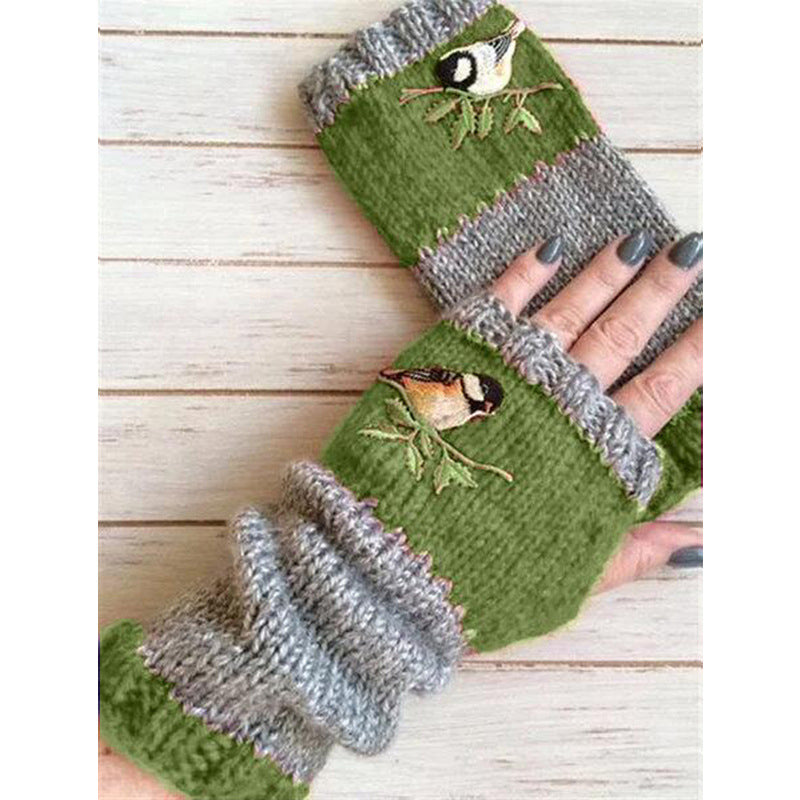 Fingerlose Strickhandschuhe mit langen Bündchen