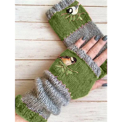 Fingerlose Strickhandschuhe mit langen Bündchen