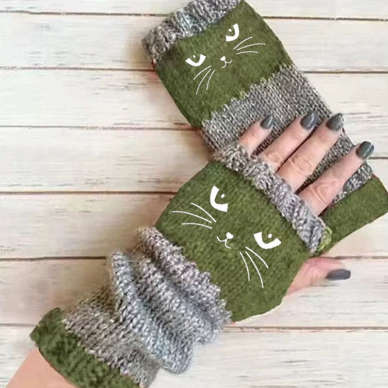 Fingerlose Strickhandschuhe mit langen Bündchen