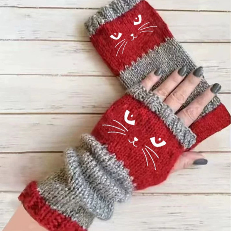 Fingerlose Strickhandschuhe mit langen Bündchen