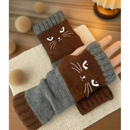 Fingerlose Strickhandschuhe mit langen Bündchen