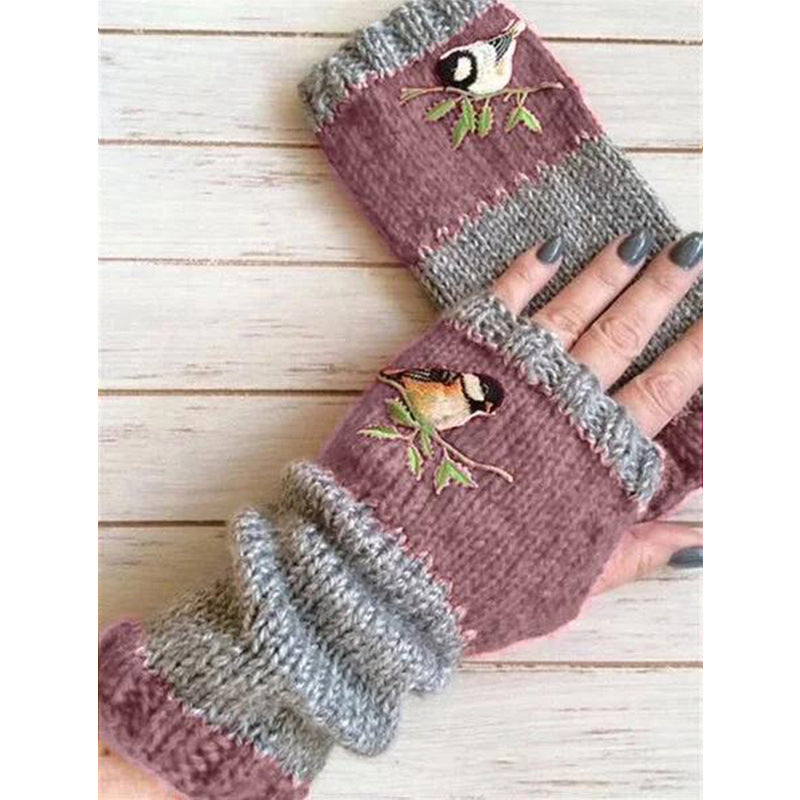 Fingerlose Strickhandschuhe mit langen Bündchen
