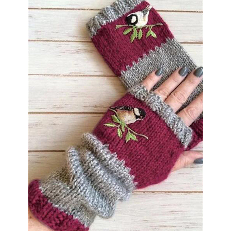 Fingerlose Strickhandschuhe mit langen Bündchen