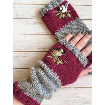 Fingerlose Strickhandschuhe mit langen Bündchen
