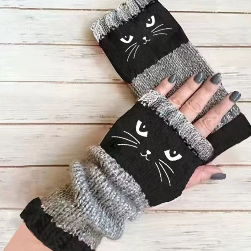 Fingerlose Strickhandschuhe mit langen Bündchen