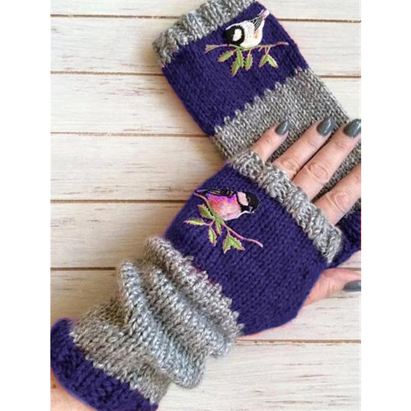 Fingerlose Strickhandschuhe mit langen Bündchen