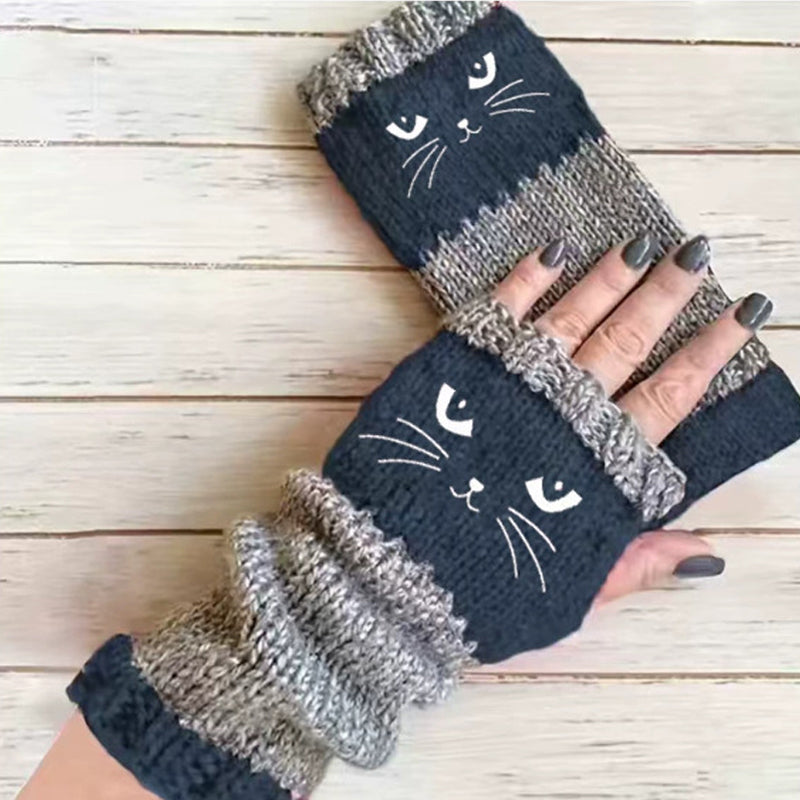 Fingerlose Strickhandschuhe mit langen Bündchen