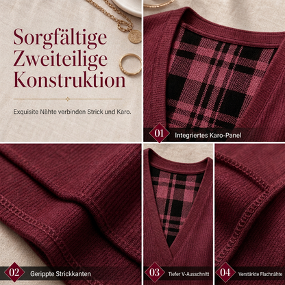 ✨Kariertes Strickoberteil für Damen im Layering-Look