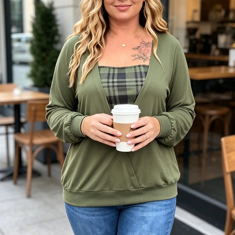 ✨Kariertes Strickoberteil für Damen im Layering-Look