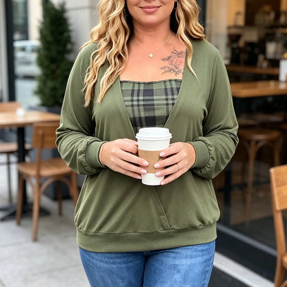 ✨Kariertes Strickoberteil für Damen im Layering-Look