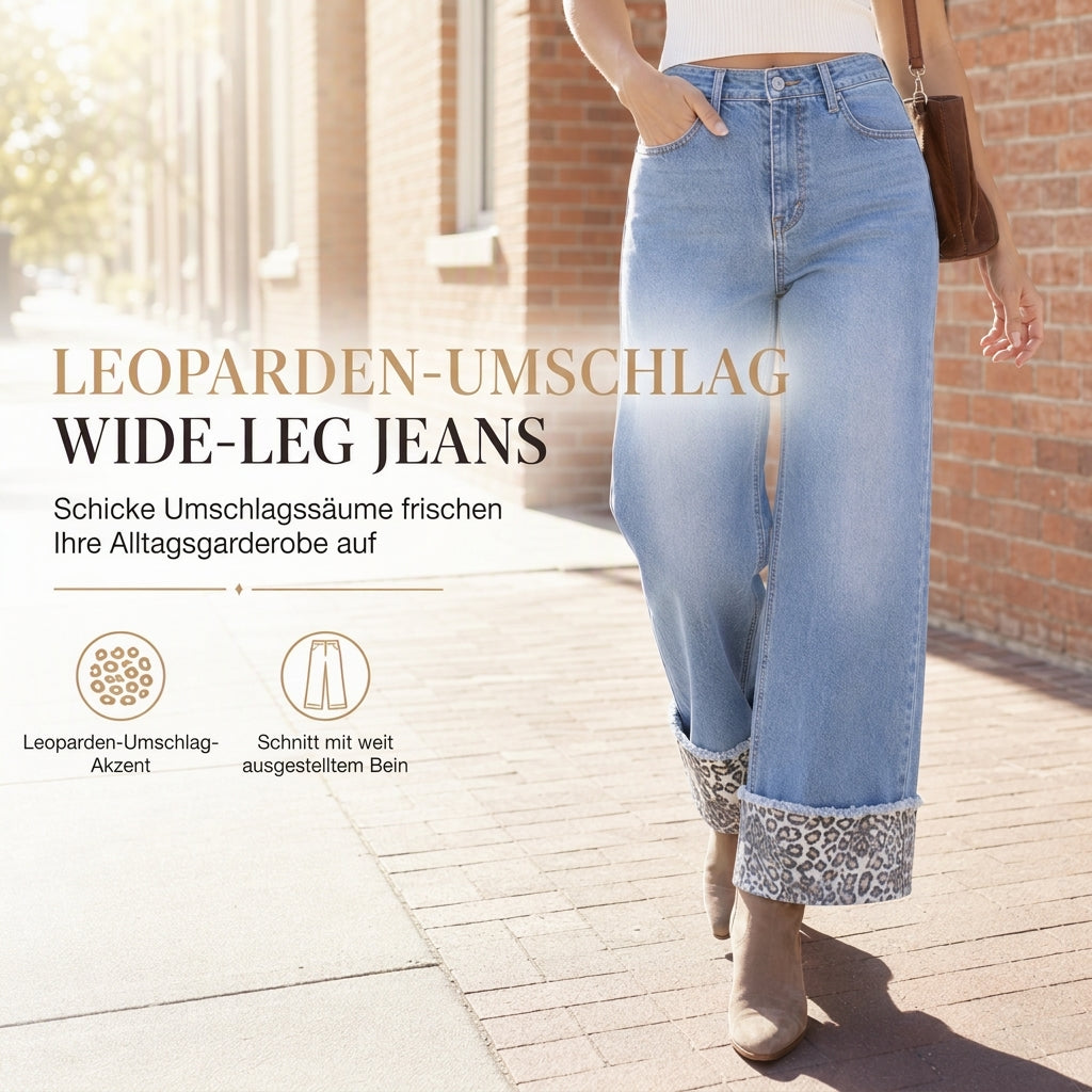 Damen Freizeit Jeans Leopard Muster Blau