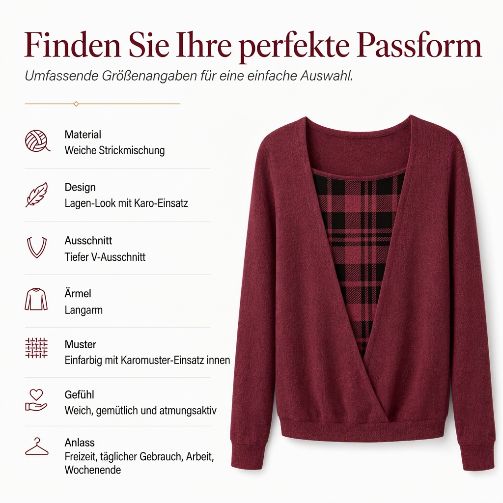 ✨Kariertes Strickoberteil für Damen im Layering-Look