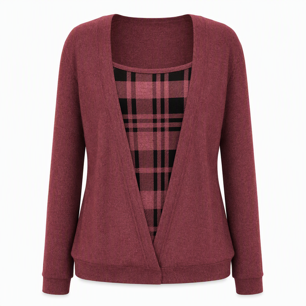 ✨Kariertes Strickoberteil für Damen im Layering-Look