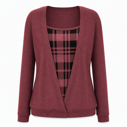 ✨Kariertes Strickoberteil für Damen im Layering-Look