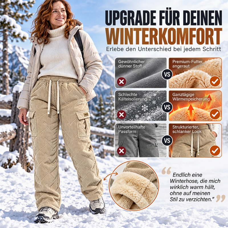 Cord-Cargo-Hosen mit Plüschfutter für Damen