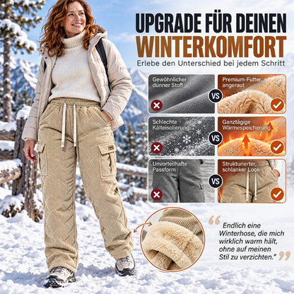 Cord-Cargo-Hosen mit Plüschfutter für Damen