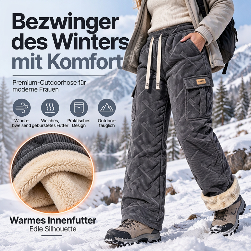 Cord-Cargo-Hosen mit Plüschfutter für Damen
